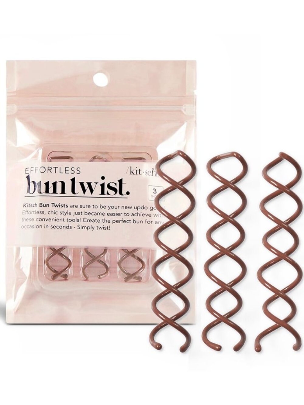 Spiral Bobby Pins - Hair Accessories For Women - Brown, 3pcs
